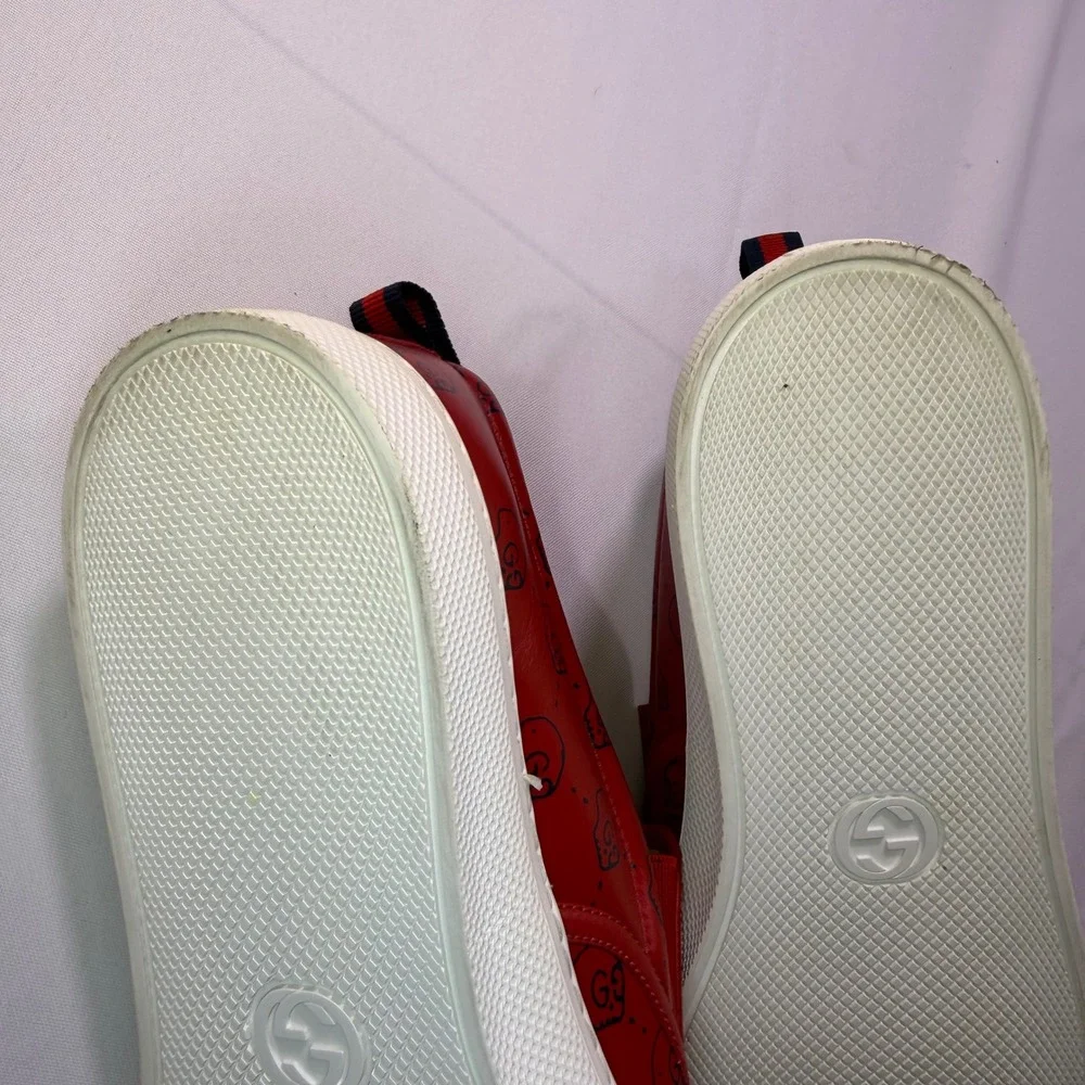 Gucci Ghost Ace Mens Red Leather GG Skull authenticity guarantee sneakers 407362